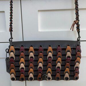 Coach Dinky Tabby Genuine Leather Shoulder Bag Brown/Tan/Cream/Burg Sz OS NWT